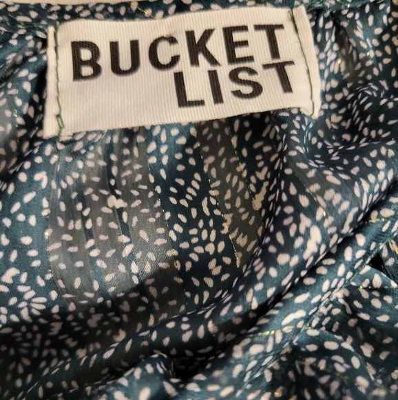Bucket List Teal Sheer Shimmer Top Sz Lg - Picture 3 of 10